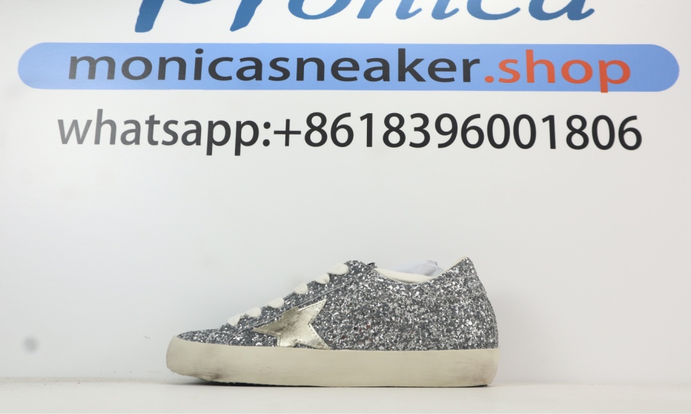 Golden Goose Superstar silver glitter low