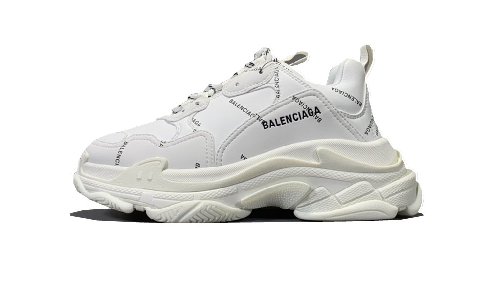 BALENCIAGE TRIPLE S logo all white