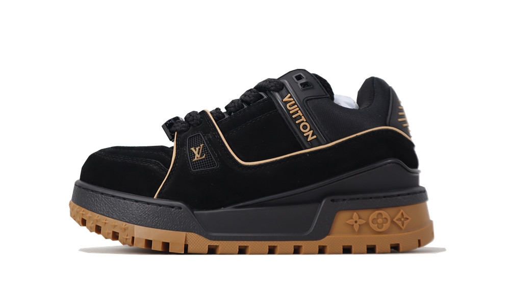 L.V Trainer Maxi Black Brown Suede