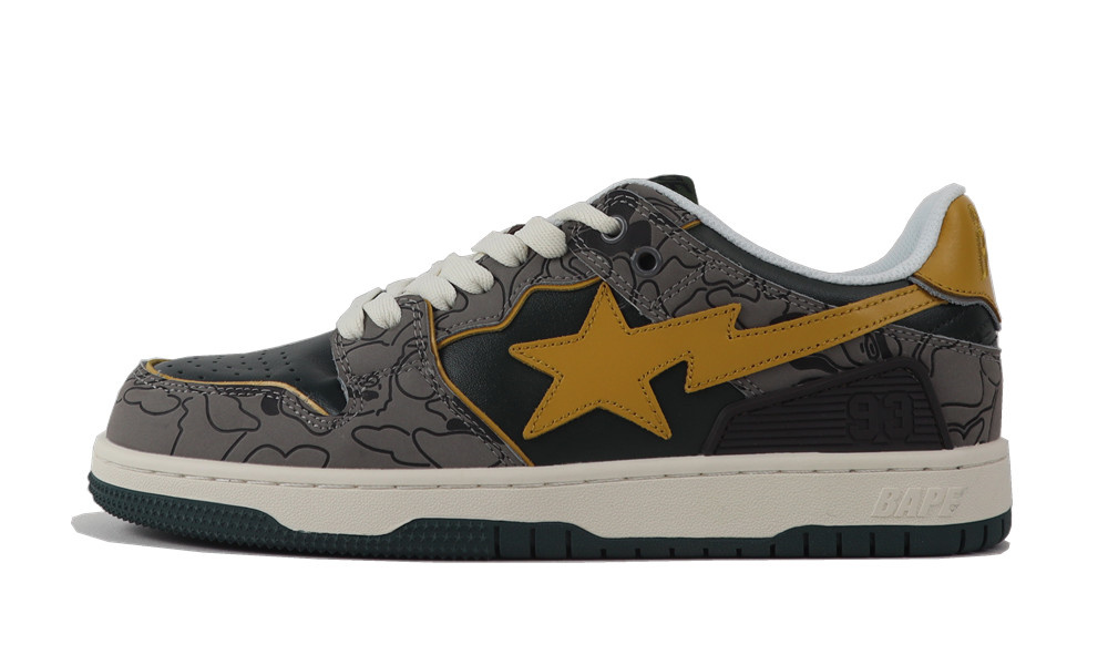 A Bathing Ape Bape SK8 Sta Grey Mustard...